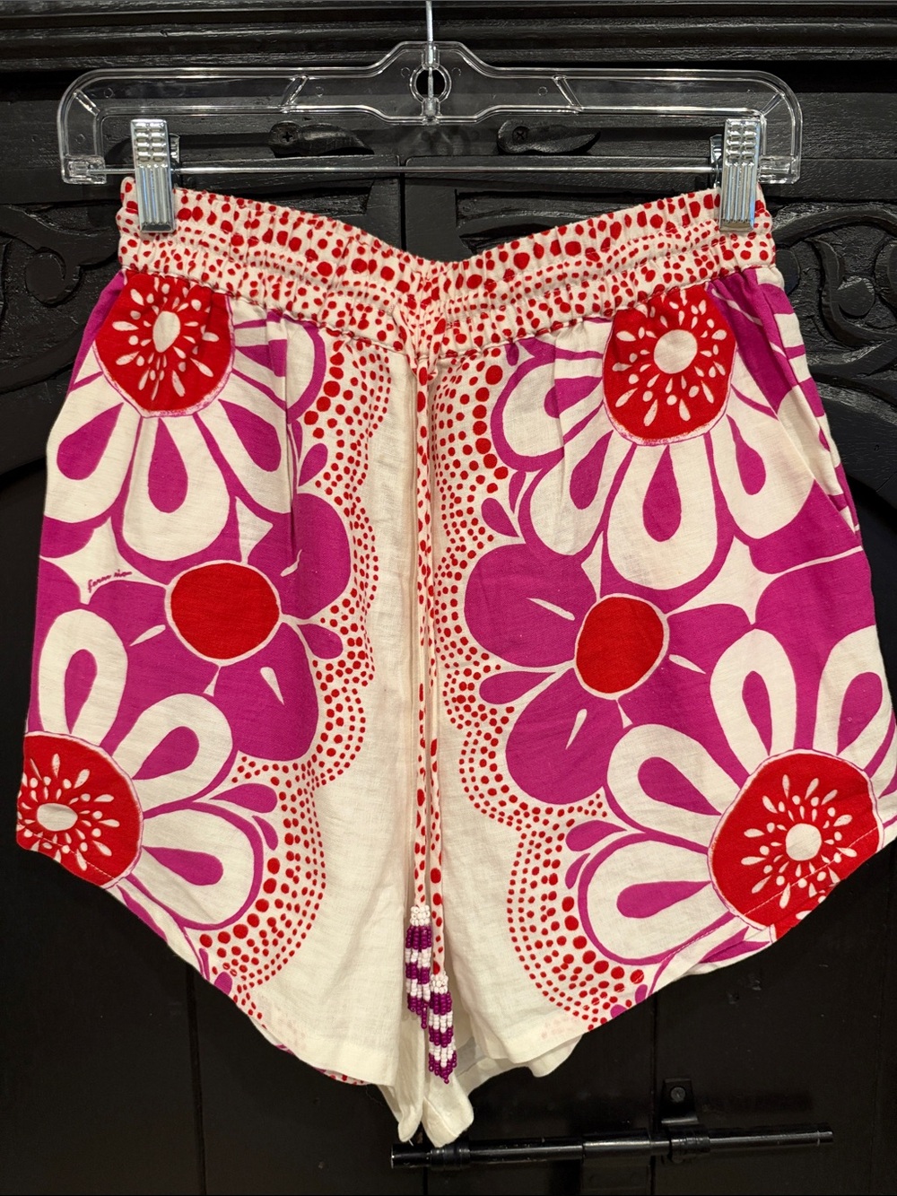 FARM Rio Pink, Red & White Floral Drawstring Shorts